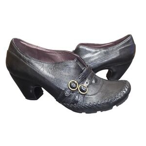 Indigo Clarks Shoes Women 9 Black Leather Spool Heel Witchy Whimsigoth Bohemian